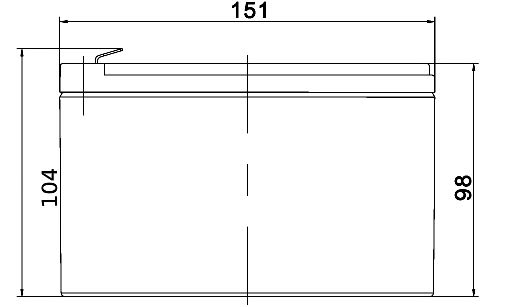 TLV12120CM - 6-DZM-12 12V 12Ah Deep Cycle Mobility Battery - Side Diagram