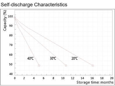 TLV121100 - 12V 110Ah Sealed Lead Acid Battery with T11 Terminals - Self-discharge Characteristics