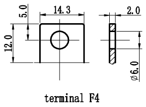 TLV12150F4 - 12V 15Ah Sealed Lead Acid Battery with F4 Terminals - Terminal Diagram