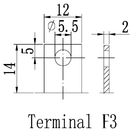 TLV12200DC - 12V 20Ah Deep Cycle battery with F3 Nut & Bolt Terminals - Terminal Diagram