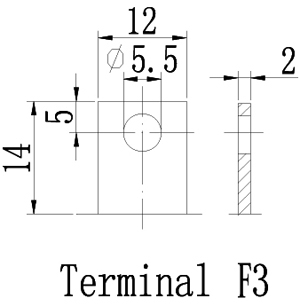 TLV12220D - 12V 22Ah Deep Cycle Sealed Lead Acid Battery with F3 Terminals - Terminal Diagram