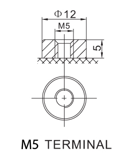 TLV12220M5DC - 12V 22Ah Deep Cycle Sealed Lead Acid Battery with M5 Terminals - Terminal Diagram
