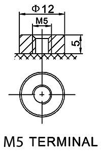 TLV12280DC - 12V 28Ah Deep Cycle Battery with M5 Terminals - Terminal Diagram