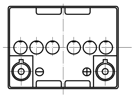 TLV12280FR-M5 - 12V 28Ah Sealed Lead Acid Battery with M5 Insert Terminals - Top Diagram