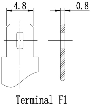 TLV1229R - 12V 2.9Ah Sealed Lead Acid Battery with F1 Terminals - Right Side Positive - Terminal Diagram
