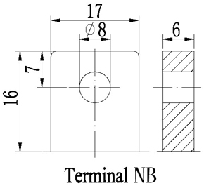 TLV1233 - 12V 33Ah Sealed Lead Acid Battery with Nut & Bolt Terminals - Terminal Diagram