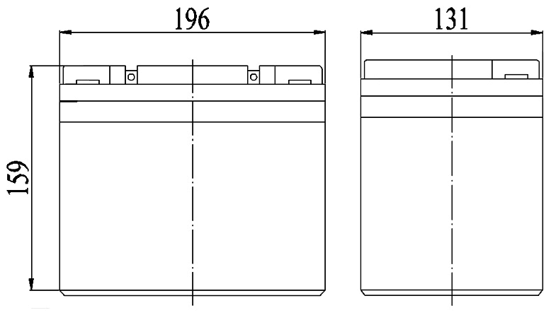 TLV12350HD - 12V 35Ah Heavy Duty Sealed Lead Acid Battery with F9 Terminals - Side Diagram