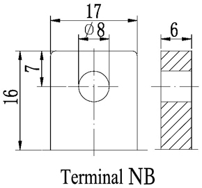 TLV12360U1-DC - 12V 36Ah Sealed Lead Acid Battery with Nut & Bolt Terminals - Terminal Diagram