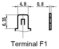 TLV1240S - 12V 4Ah Sealed Lead Acid Battery with F1 Terminals - Terminal Diagram