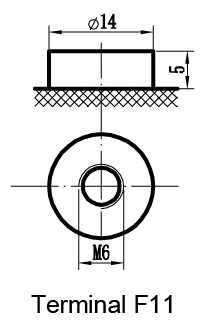 TLV12500F11 - 12V 50Ah Sealed Lead Acid Battery with F11 Terminals - Terminal Diagram