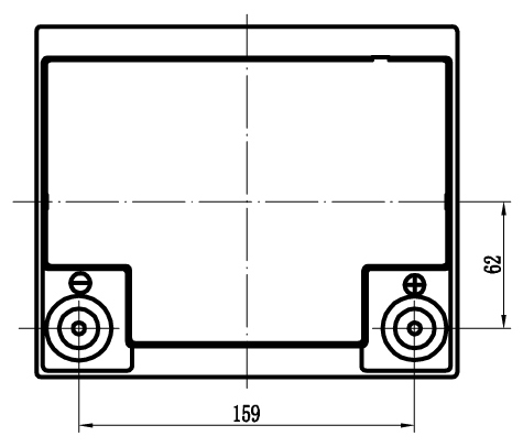 TLV12500F11 - 12V 50Ah Sealed Lead Acid Battery with F11 Terminals - Top Diagram