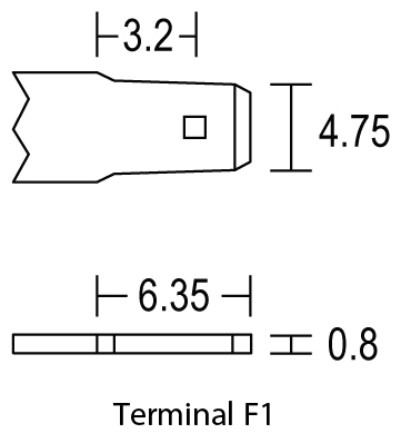 TLV635T - 6V 3.5Ah Sealed Lead Acid Battery with F1 Terminals - Terminal Diagram