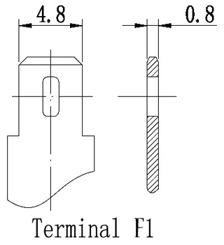 TLV650 - 6V 5Ah Sealed Lead Acid Battery with F1 Terminals - Terminal Diagram