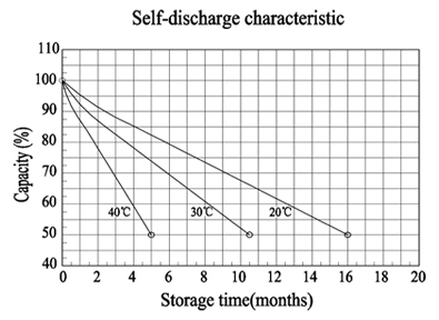 TLV690F1 - 6V 9Ah Sealed Lead Acid Battery with F1 Terminals - Self Discharge Characteristic